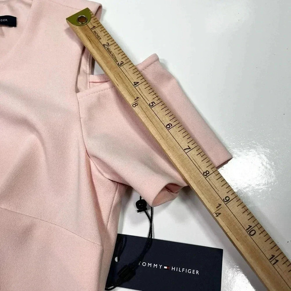 Tommy Hilfiger Dress Pencil Dress Soft Pink Off Shoulder NWT  Size 4 - Picture 8 of 10